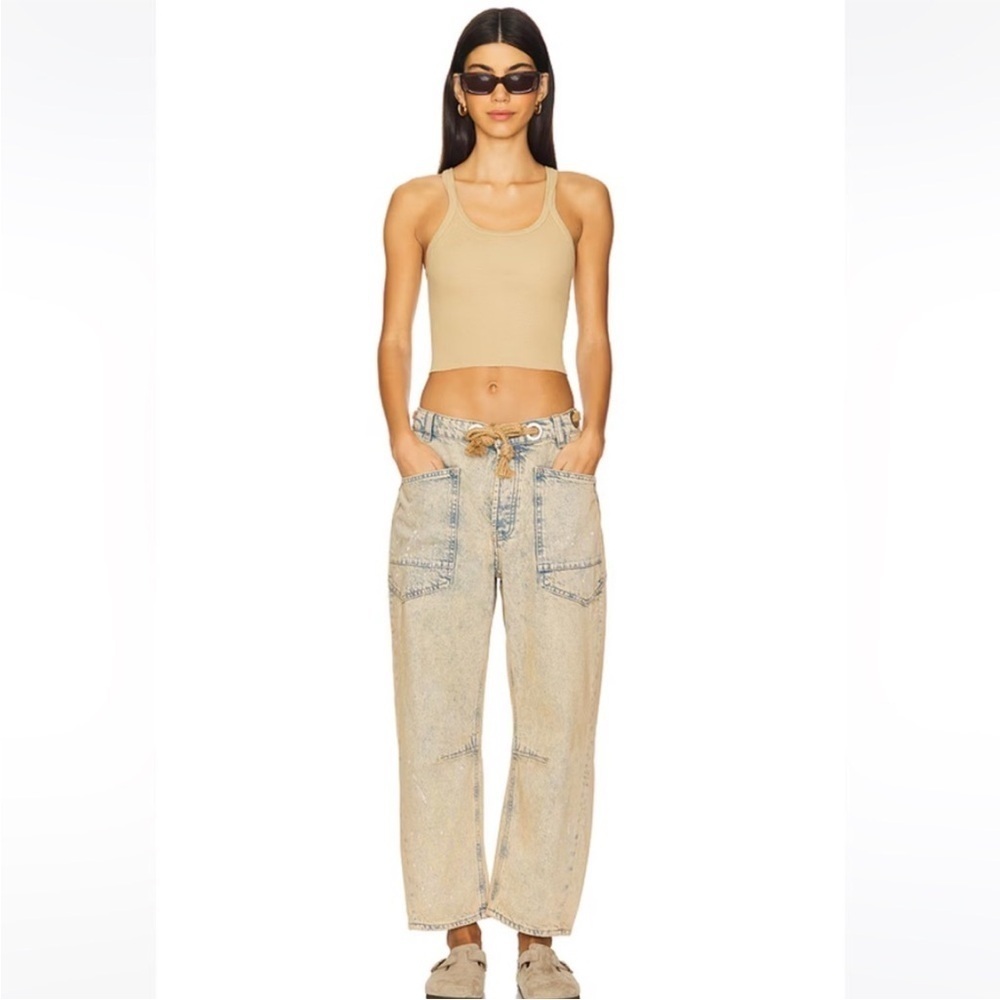 SALE Free People Moxie Low Slung Pull On Barrel Wide Leg Jeans Size 27 NWT